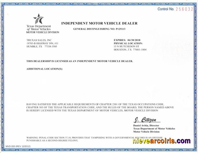 USA Texas Independent Motor Vehicle Dealer